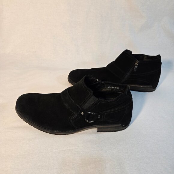 DONAL J PLINER Old Money Grunge Western BLACK Suede WORK Boots Men's Size 12M. - Picture 3 of 17